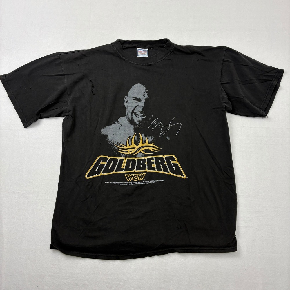 Vintage 1998 Goldberg WCW Wrestling T-Shirt All Sport Maxweight XL Black Read
